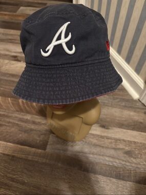New Era Red and Navy Bucket Hat with White Embroidery
